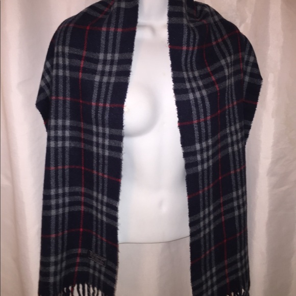 BURBERRY navy & red nova check LAMBSWOOL scarf - Picture 7 of 13